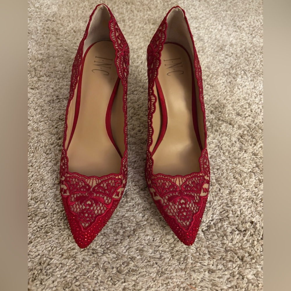 INC International Concepts Red Lace Heels